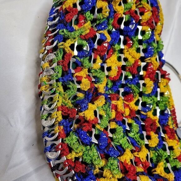 VINTAGE eco friendly can tab soda pop top crochet handbag purse - Picture 3 of 9